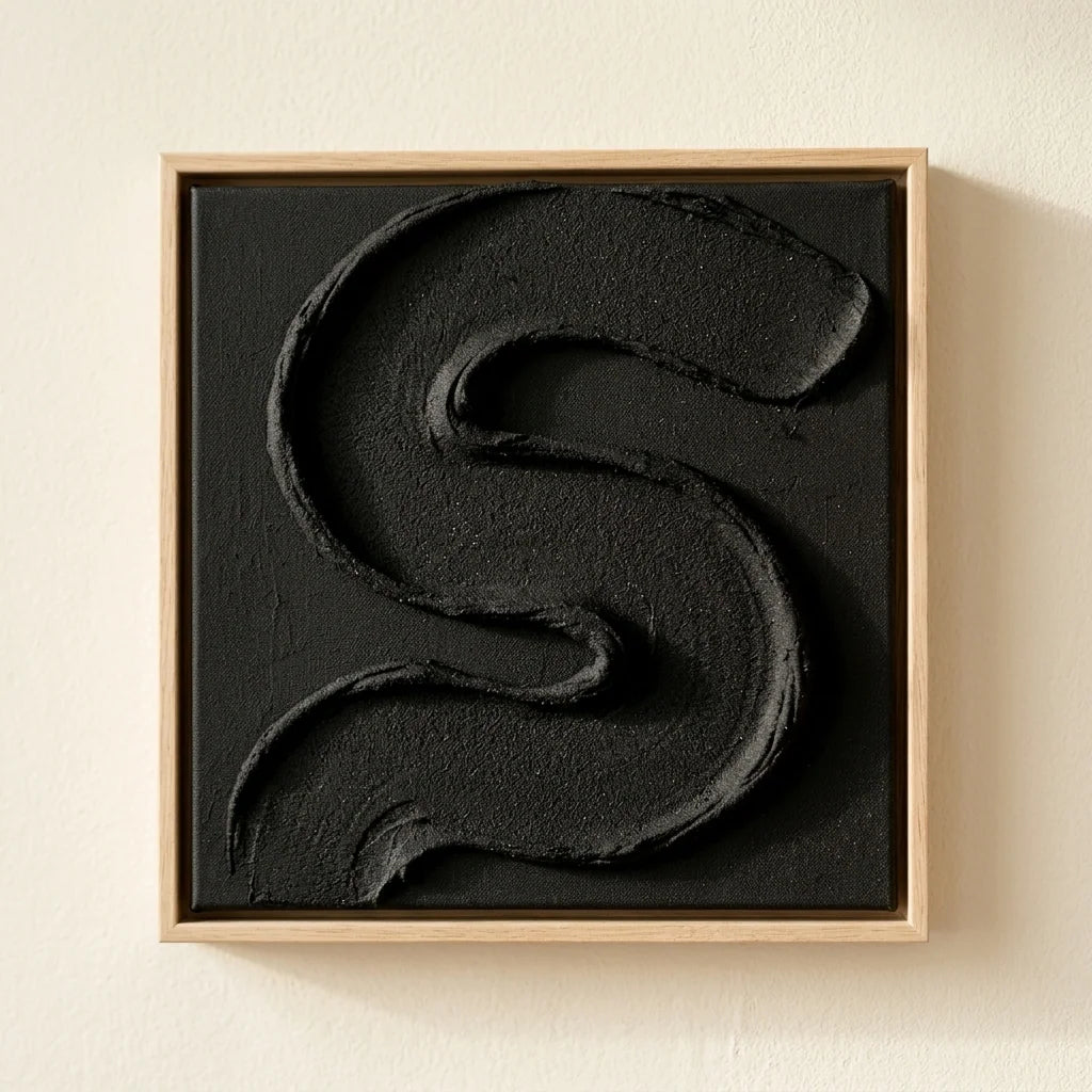 Minimalistisches Abstrakt mit schwarzer Midnight 3D Strukturpaste