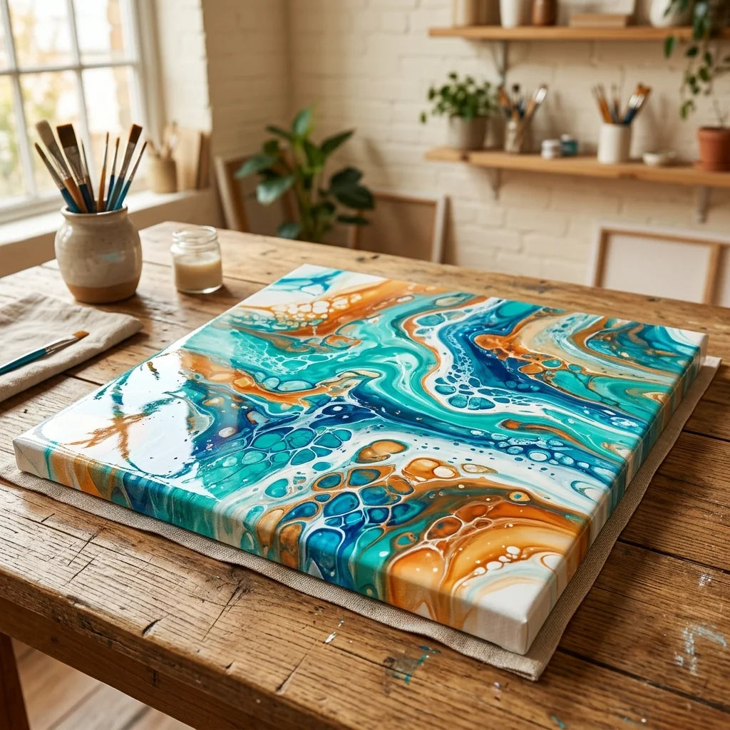 Das Fluid-Art-Bild trocknet flach