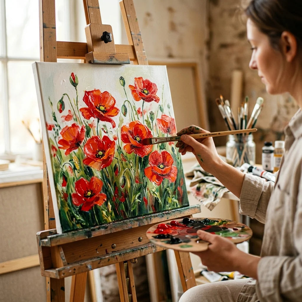 Mohnblumen gemalt mit El Greco Acrylfarben