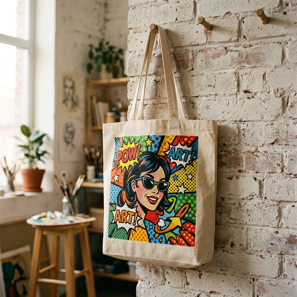 Pop-Art-Tasche mit Acryl bemalt