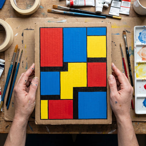 Pop-Art-Motiv mit Acryl auf Karton gemalt