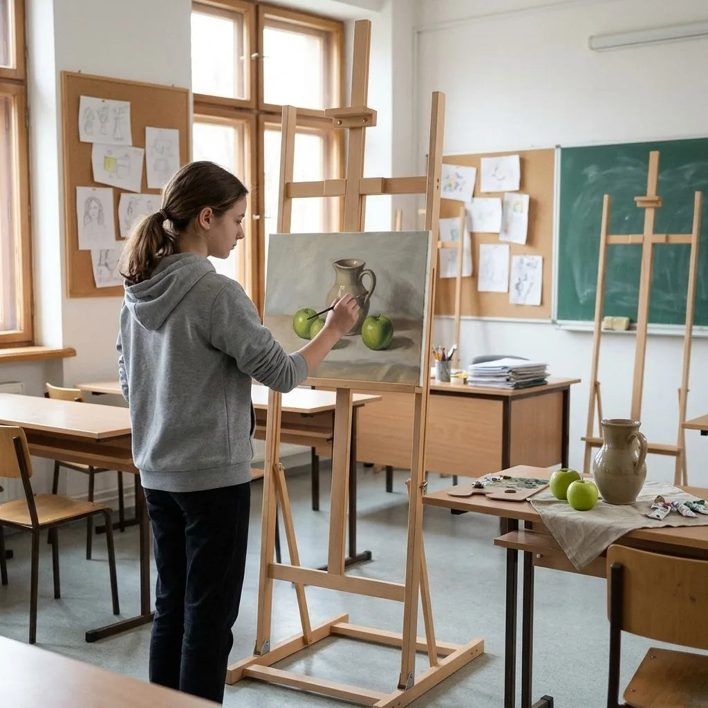 Atelier-Staffelei KING im Kunstraum einer Schule