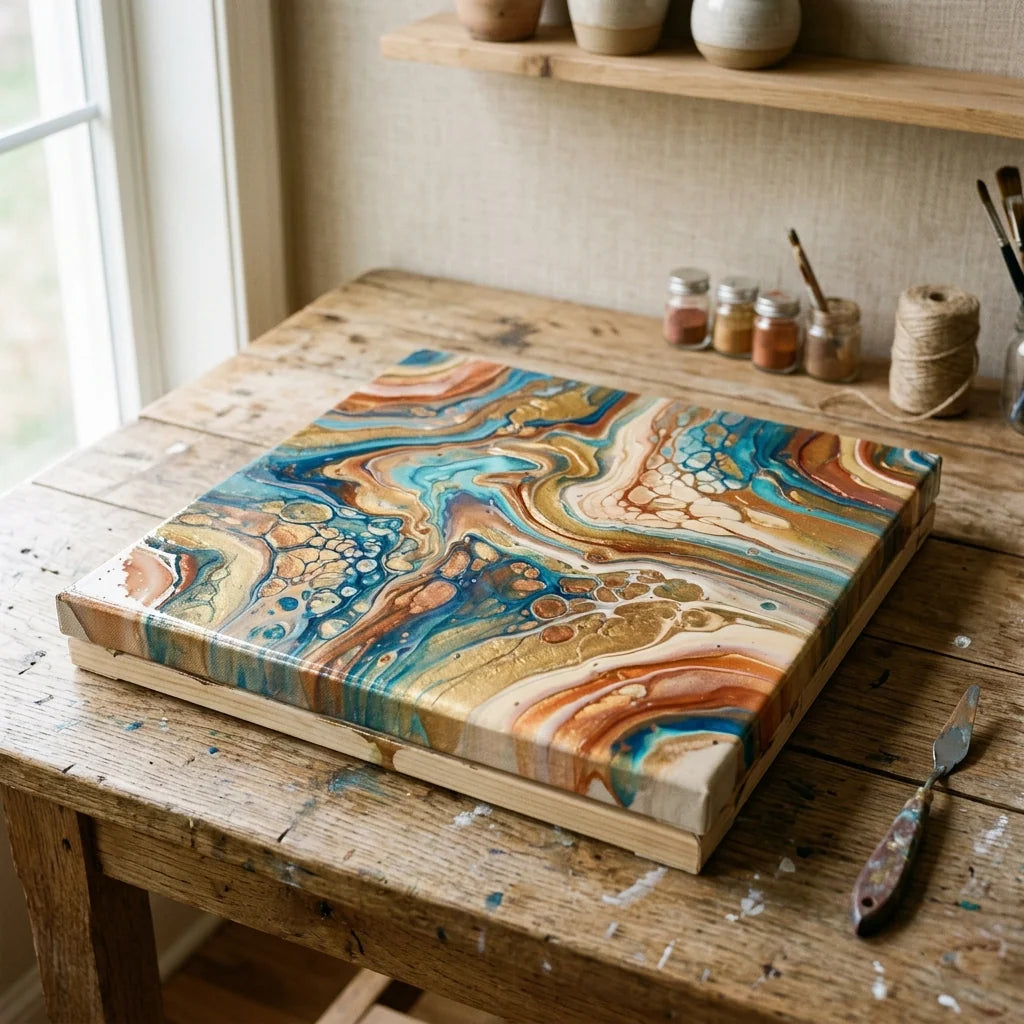 Das Fluid-Art-Bild trocknet flach liegend
