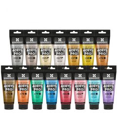 Set metallischer Acrylfarben ACRYL PRO Kompozit 15x75 ml