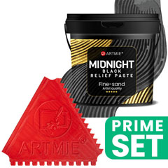 ARTMIE Midnight Black Relief Paste Set mit Kunstkamm