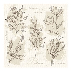 Beige Blumen Illustration Decoupage Servietten