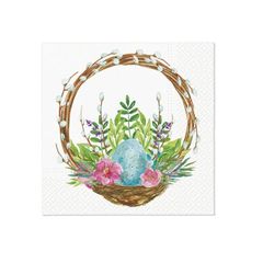 Decoupage-Servietten - Easter basket catkins  - 1Stück