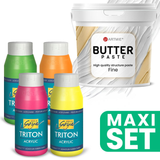 ARTMIE Butter 3D Paste und TRITON Acrylfarben Set - Fluoreszierende Farbtöne