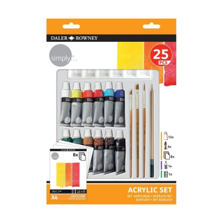 Daler Rowney Acrylic Set mit Zubehör 25 Stück