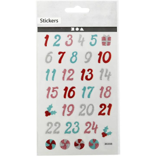 Set aus 31 Weihnachtsaufklebern | Adventskalender