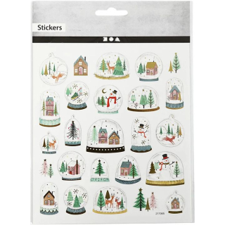 Set mit 25 Weihnachtsaufklebern | Schneekugeln