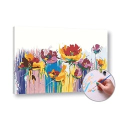 Malen nach Zahlen COLOURFUL FLOWERS - Mittlerer Schwierigkeitsgrad | 50x50 cm